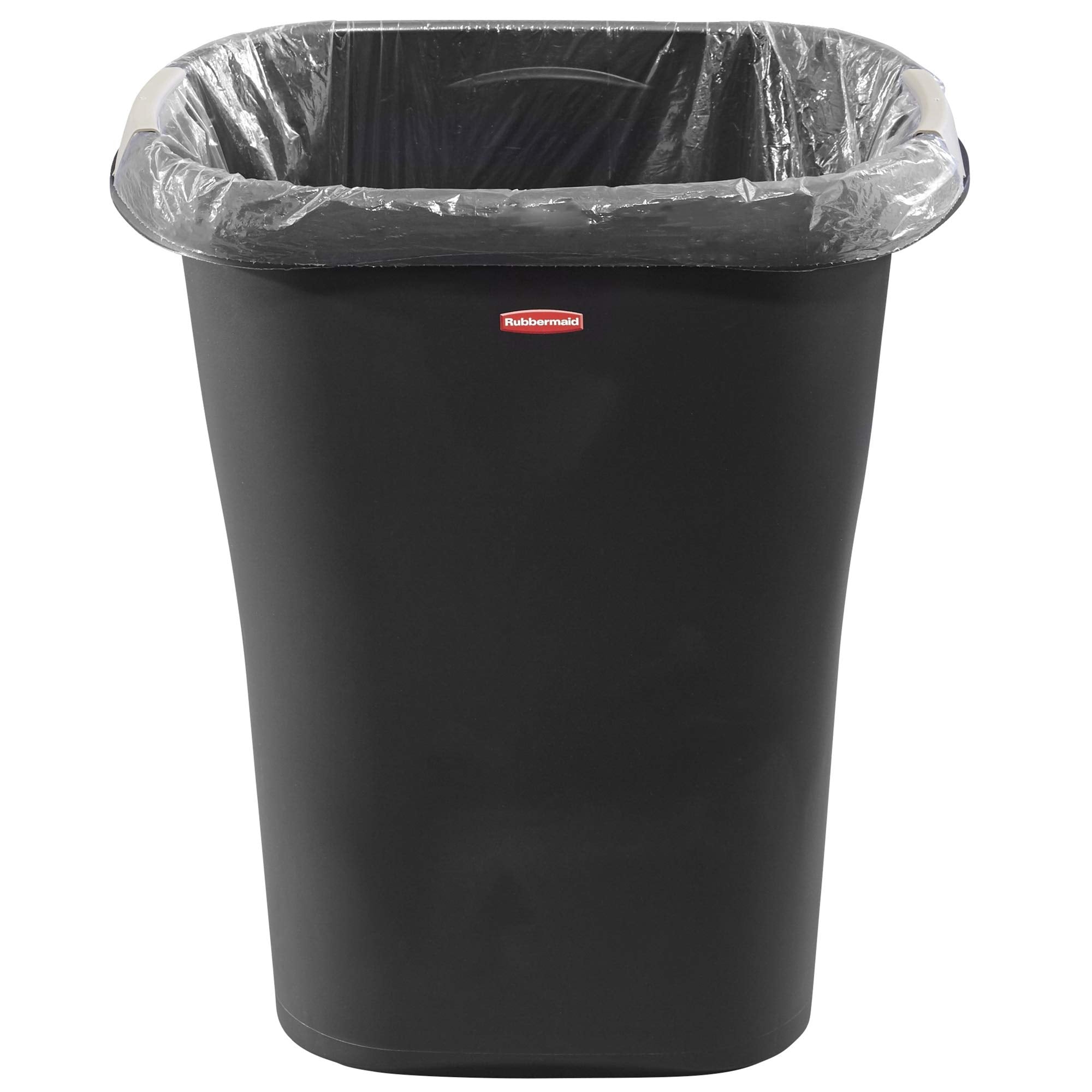 Rubbermaid Open Waste Basket, 32-Court/8-Gallon, Black, Garbage Container Bin For Kids/Adults, Fits Under Desk For Kitchen/Home/
